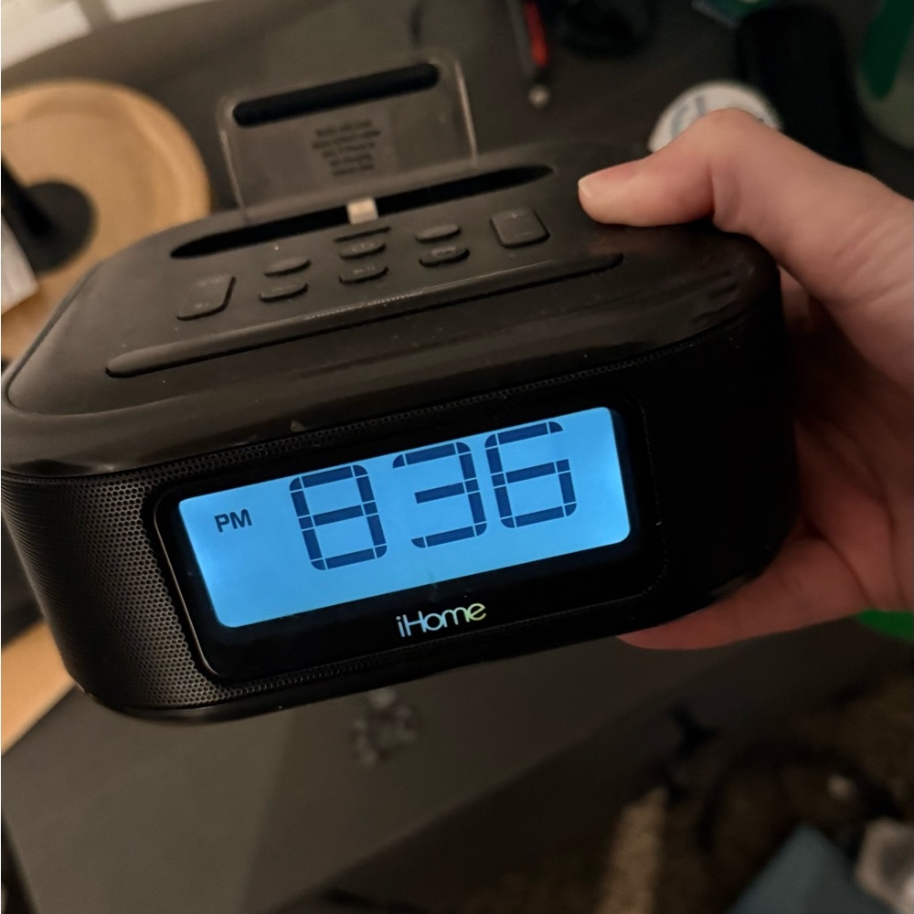 Apple iHome Black Alarm Clock with Blue Display